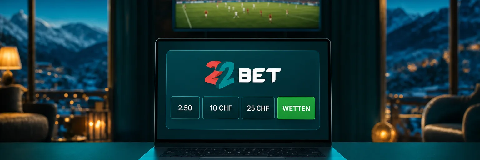 Wettschein von 22Bet mit Quote, Einsatz und möglichem Gewinn