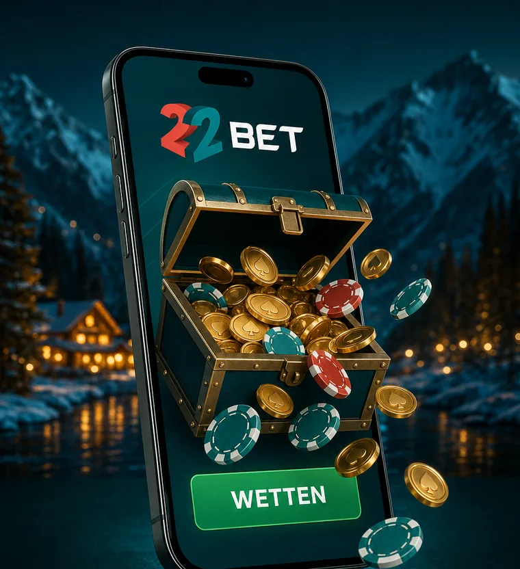 22Bet App auf einem Smartphone-Bildschirm mit geöffnetem Wettschein